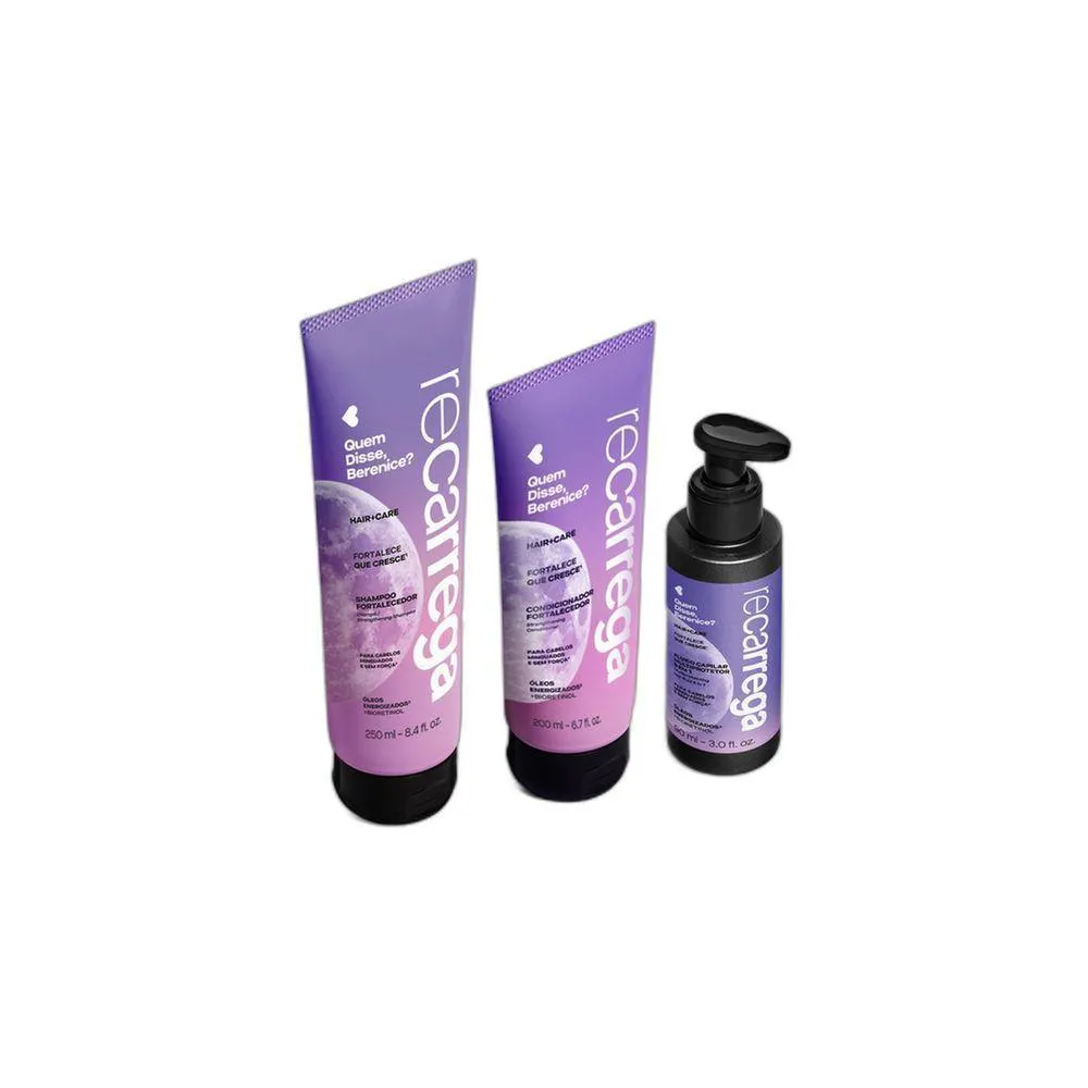 KIT RECARREGA SHAMPOO FORTALECEDOR 250ML FLUIDO CAPILAR PROTETOR 90ML CONDICIONADOR 200ML