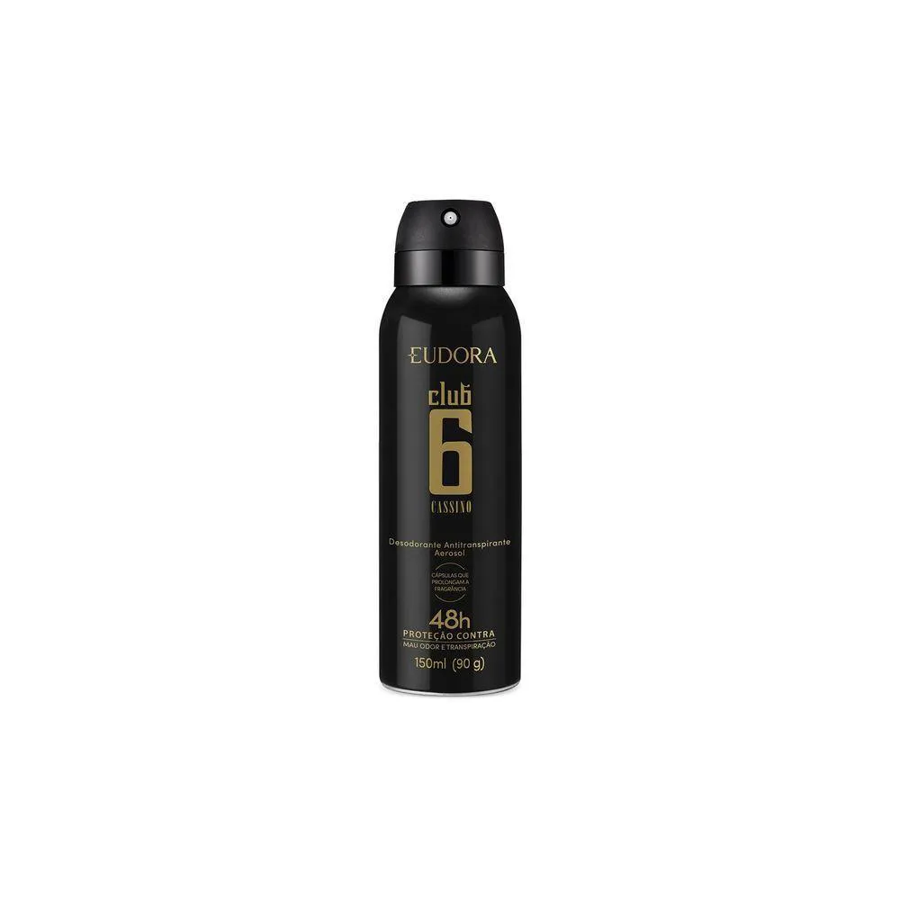 Desodorante Antitranspirante Aerosol Eudora Club 6 Cassino Masculino 48h 150ml