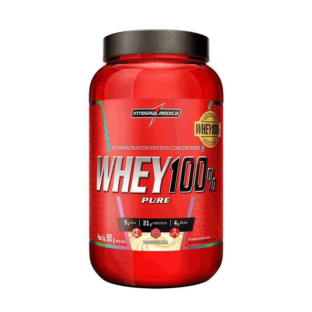 WHEY 100% PURE 900G INTEGRALMEDICA - BAUNILHA BAUNILHA