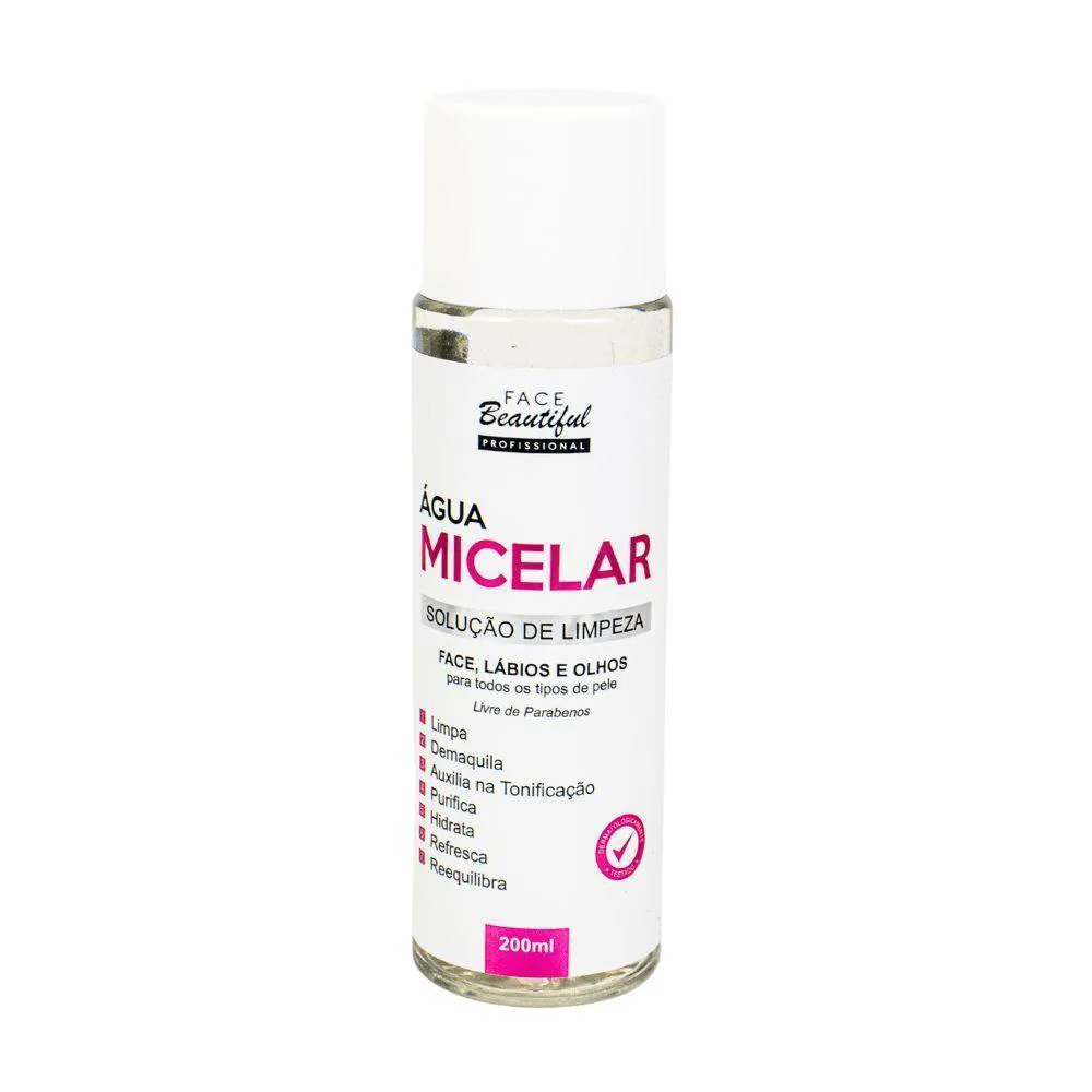 ÁGUA MICELAR FACE, LáBIOS E OLHOS 200 ML FACE BEAUTIFUL úNICO
