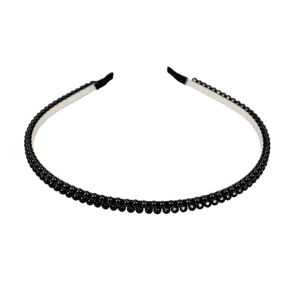 TIARA FINA DE MINI PéROLAS LETíCIA PRETA