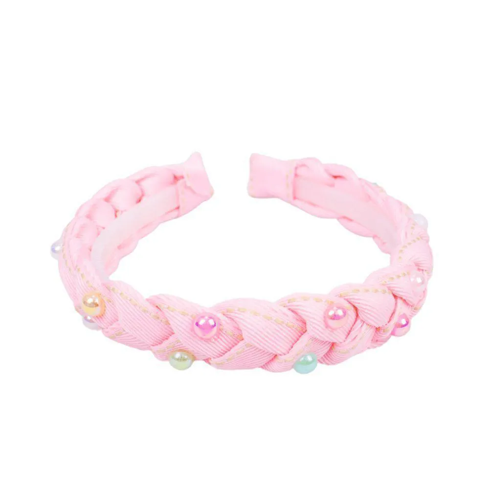 TIARA TRANçADA ANALU ROSA CLARO