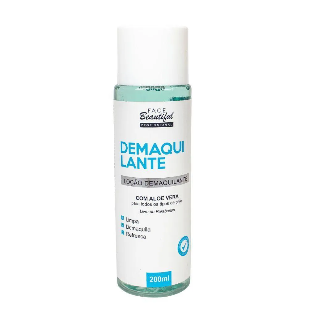 DEMAQUILANTE LíQUIDO COM ALOE VERA 200 ML FACE BEAUTIFUL úNICO