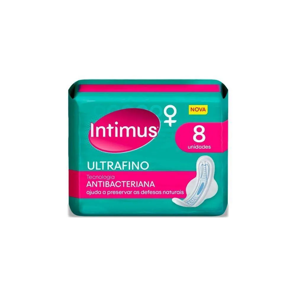 ABSORVENTE INTIMUS ANTIBACTERIANO ULTRAFINO COM ABAS COM 8 UNID