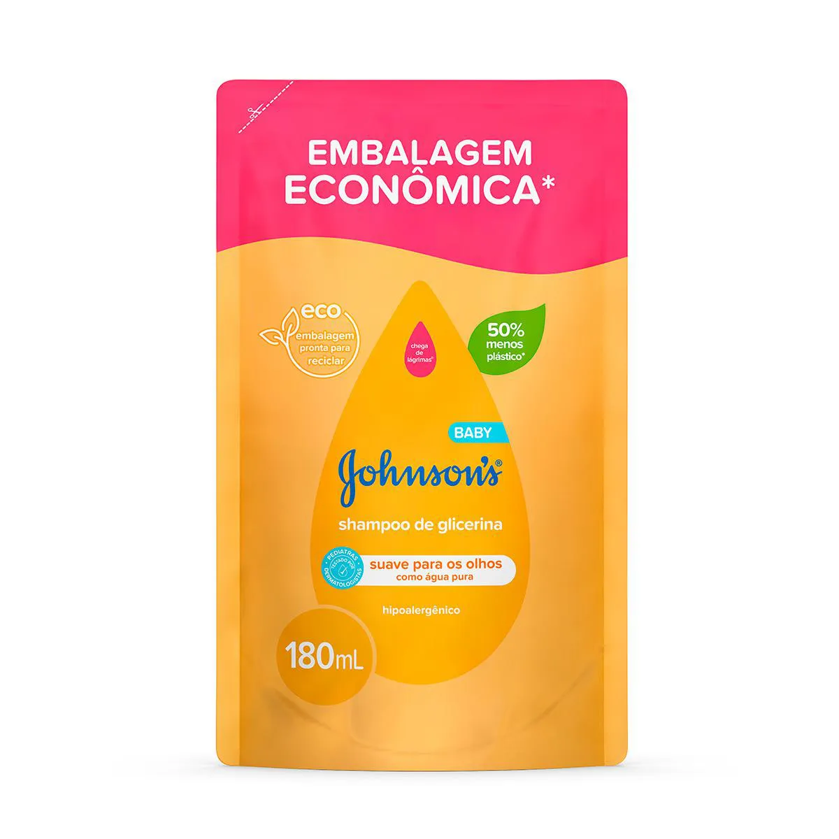 Refil Shampoo de Glicerina Johnson's Baby Neutro 180ml