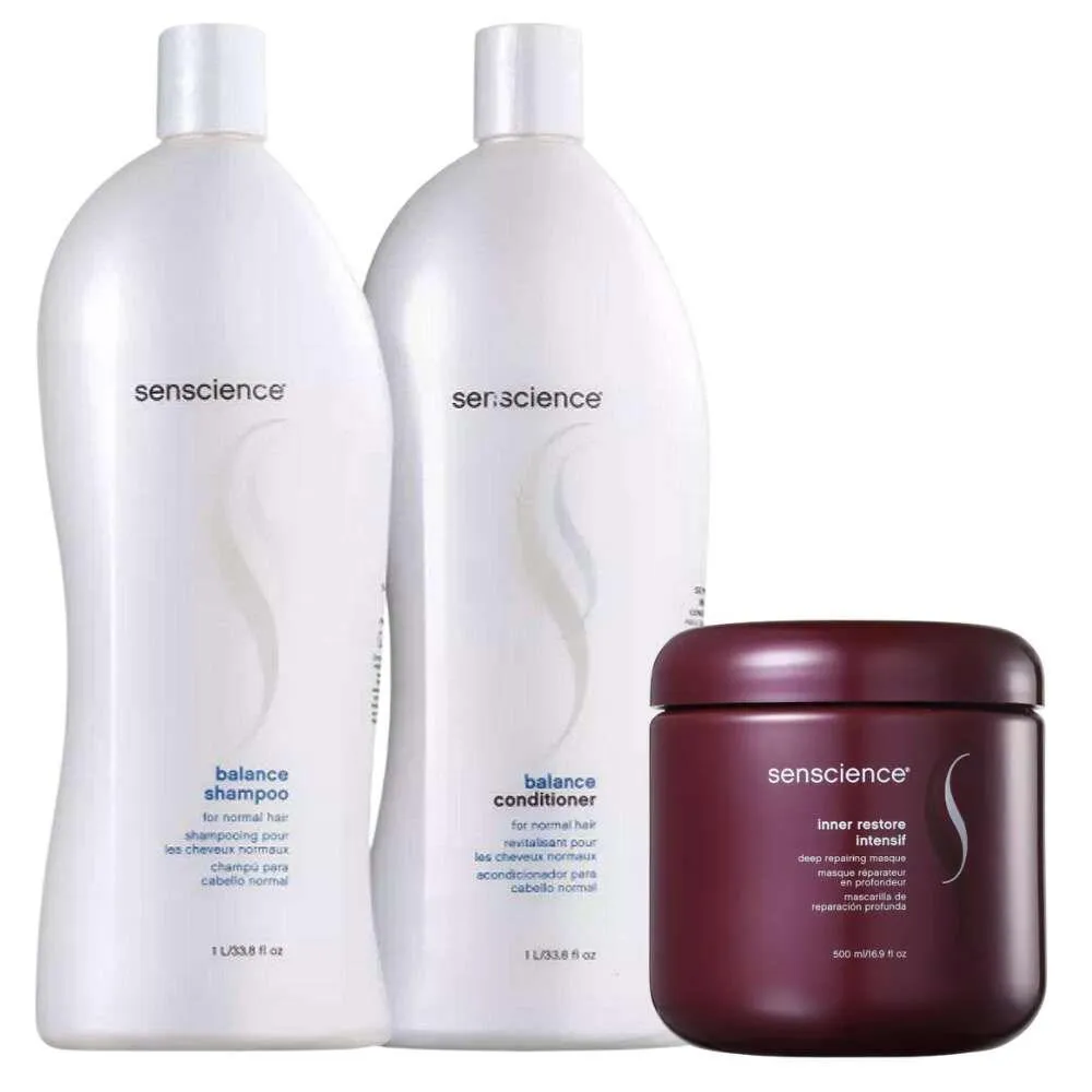 SENSCIENCE BALANCE SHAMPOO + CONDICIONADOR 1L + INNER RESTORE INTENSIF 500ML