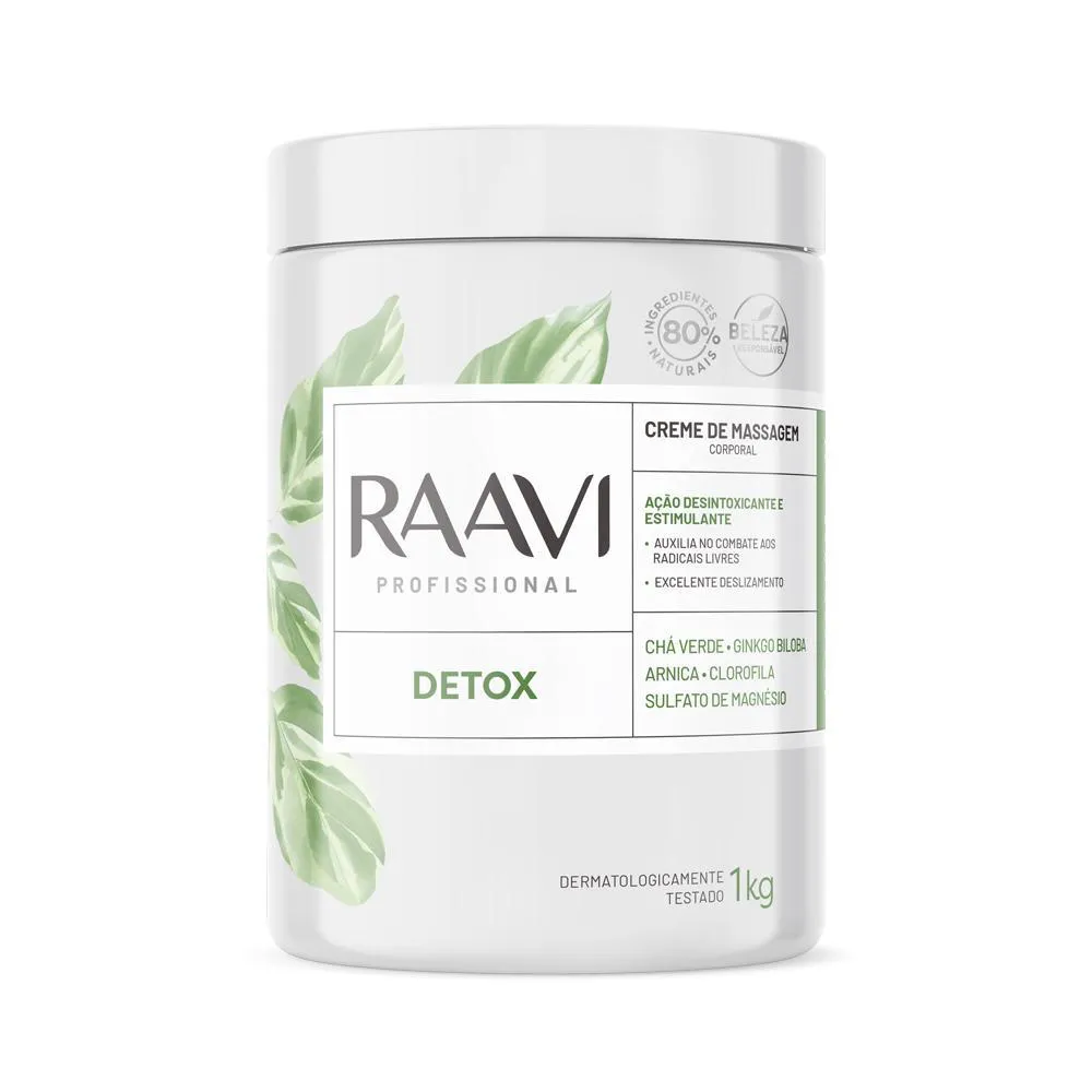 RAAVI CREME DE MASSAGEM CORPORAL DETOX 1000G