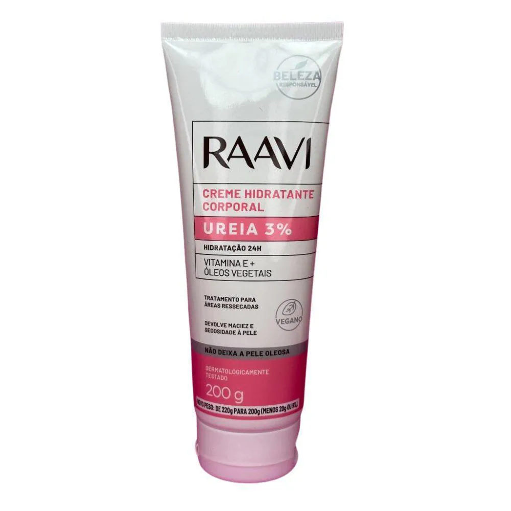 RAAVI CREME HIDRATANTE UREIA 3% HIDRATAçAO 24H 200G