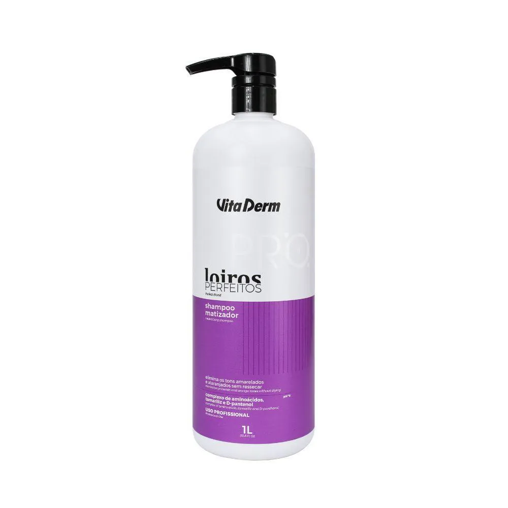 Shampoo Matizador Vita Derm Loiros Perfeitos 1 Litro