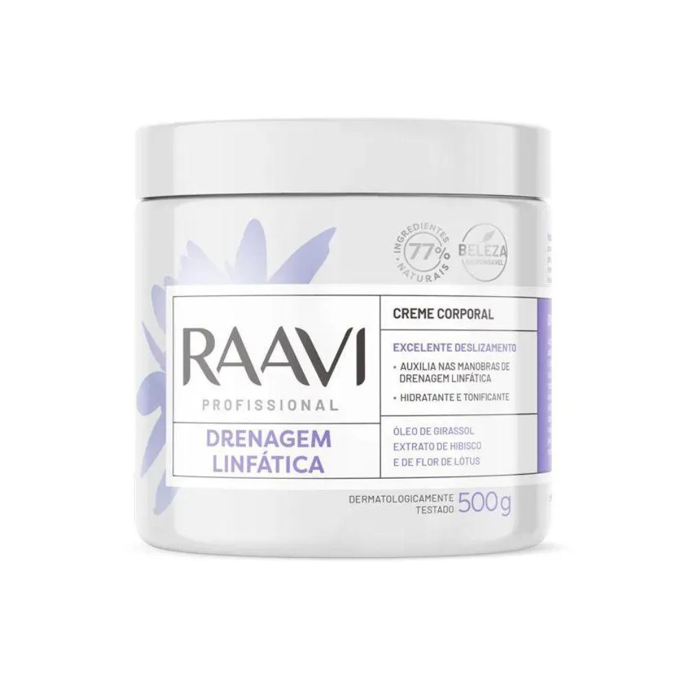 RAAVI CREME DE MASSAGEM DRENAGEM LINFáTICA 500G