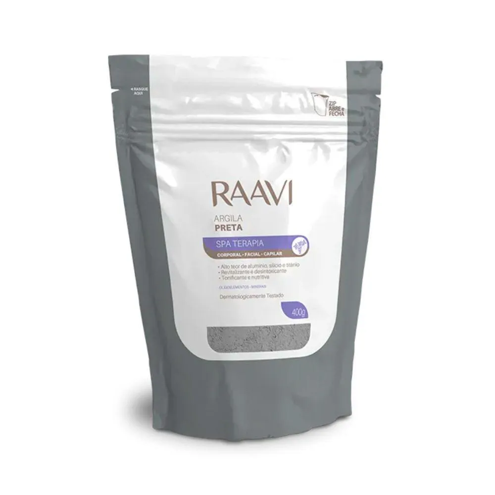 RAAVI SPA TERAPIA CORPORAL FACIAL CAPILAR ARGILA PRETA 400G