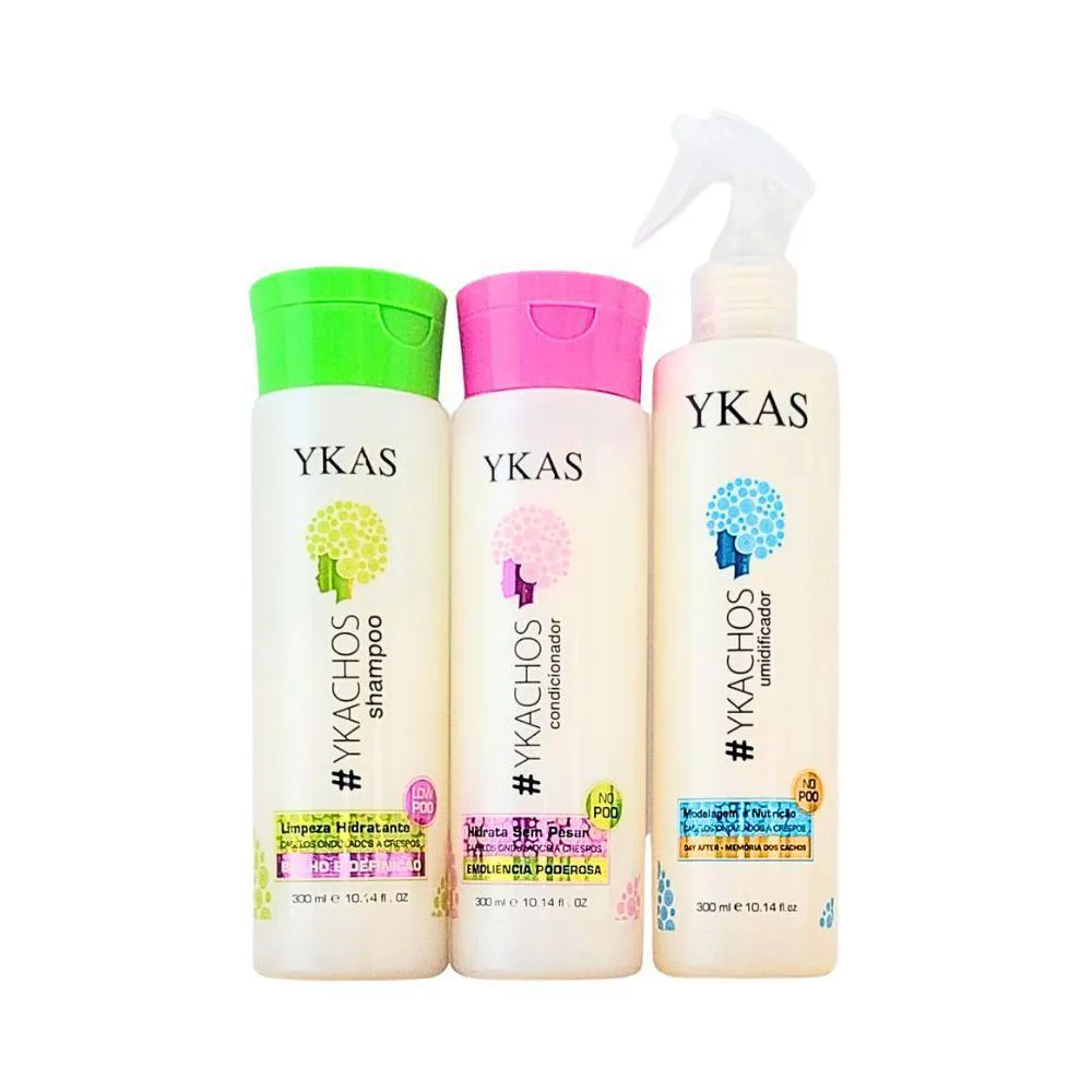 YKAS YKACHOS SHAMPOO 300ML + CONDICIONADOR 300ML + UMIDIFICADOR 300ML