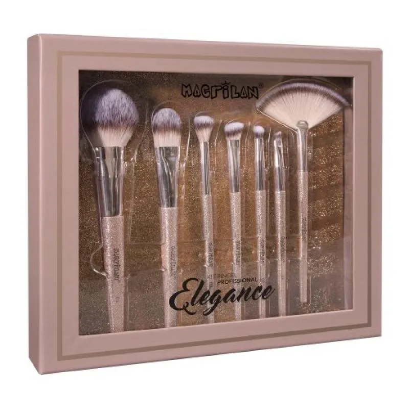 KIT COM 7 PINCéIS PARA MAQUIAGEM ELEGANCE - ED700  - MACRILAN