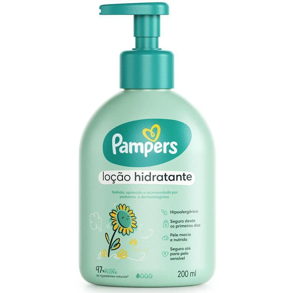 LOçãO HIDRATANTE CORPO BEBE HIPOALERGêNICO - 200ML - PAMPERS