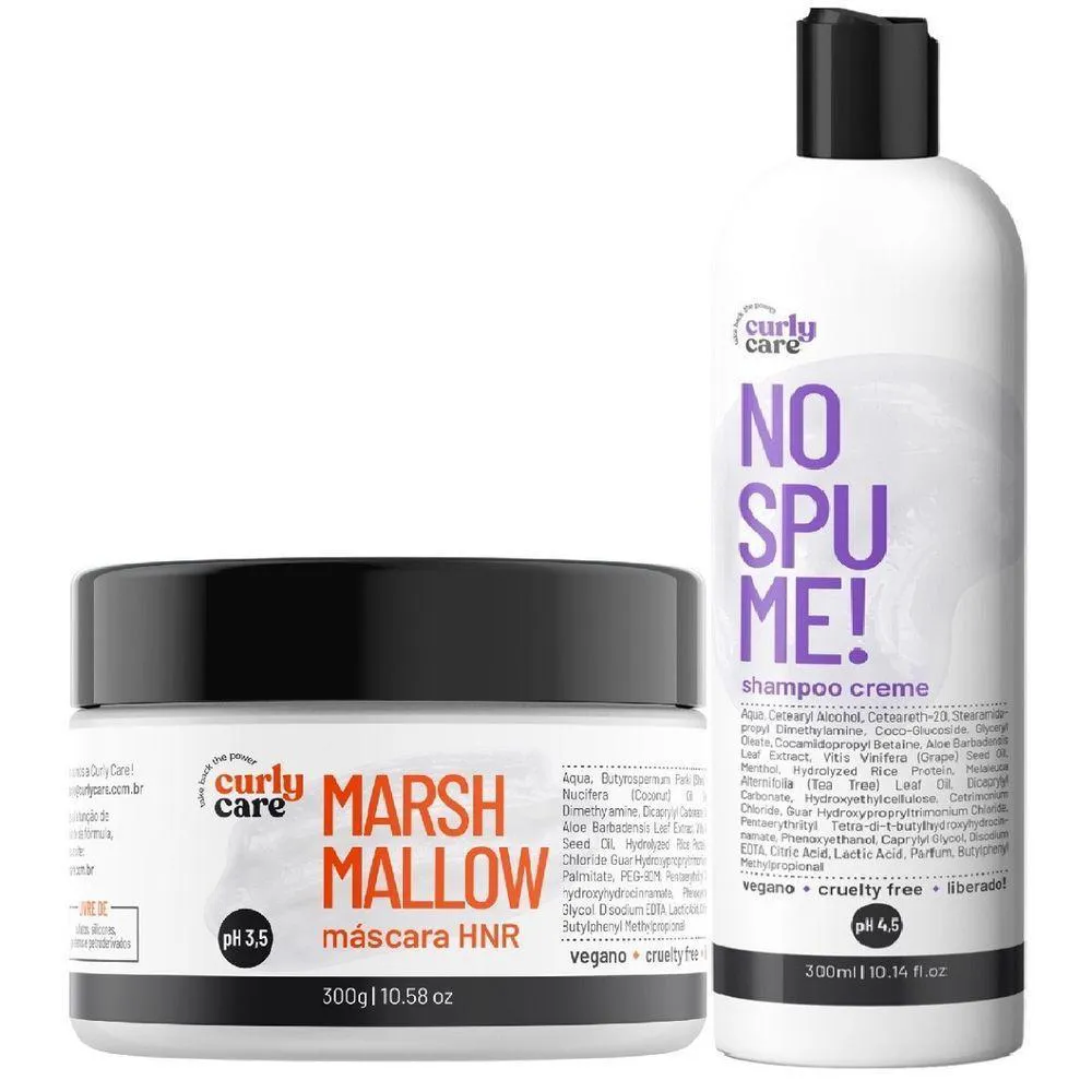 MáSCARA MARSHMALLOW CURLY CARE + SHAMPOO HIDRATANTE NO SPUME