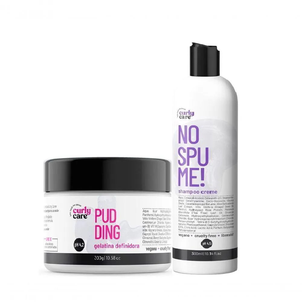 GELATINA DEFINIDORA PUDDING CURLY CARE E SHAMPOO CREME NO SPUME