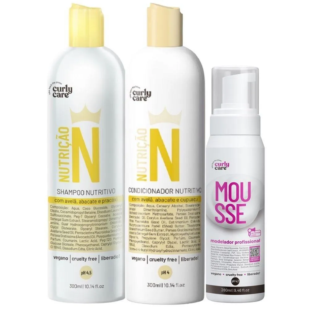 KIT CURLY CARE NUTRICAO DOS CACHOS E MODELADOR (3 ITENS)