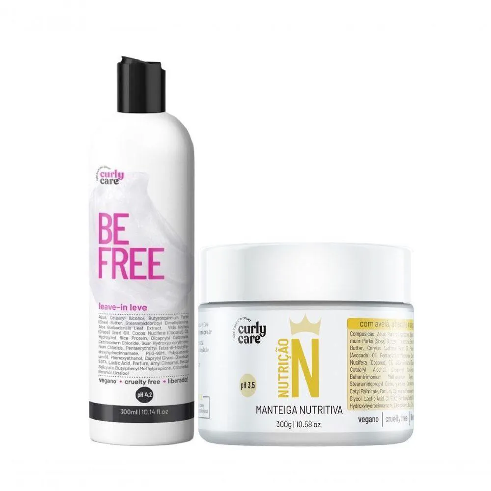 CREME DE MANTEIGA NUTRITIVO CURLY CARE E LEAVE-IN BE FREE 2X300ML