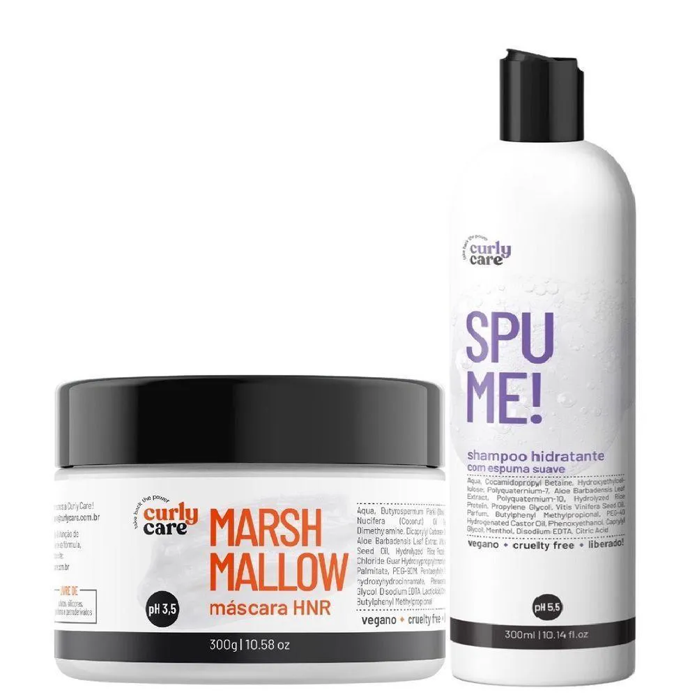 MáSCARA MARSHMALLOW CURLY CARE + SHAMPOO COM ESPUMA SUAVE SPUME