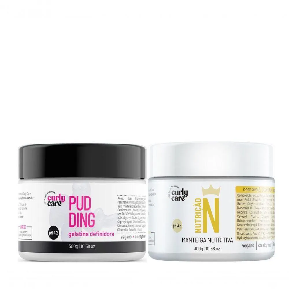 CREME DE MANTEIGA NUTRITIVO CURLY CARE E GELATINA DEFINIDORA PUDDING 2X300G
