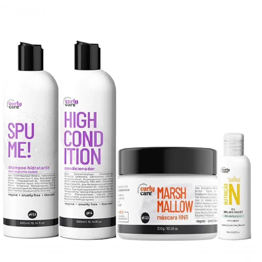 KIT CURLY CARE SPUME 2X300ML + MARSHMALLOW E óLEO BRILHO E MACIEZ