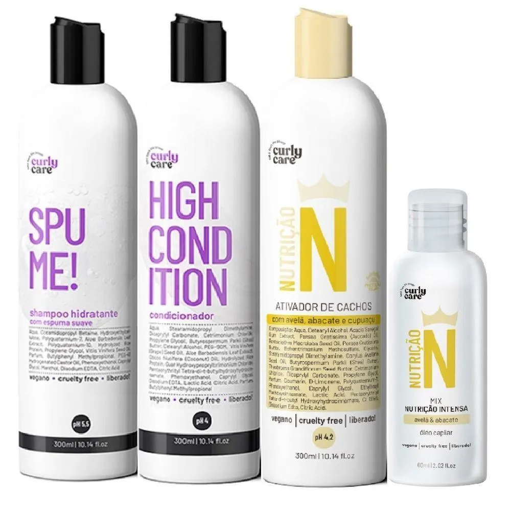 KIT CURLY CARE SPUME + ATIVADOR DE CACHOS E óLEO NUTRIçãO INTENSA