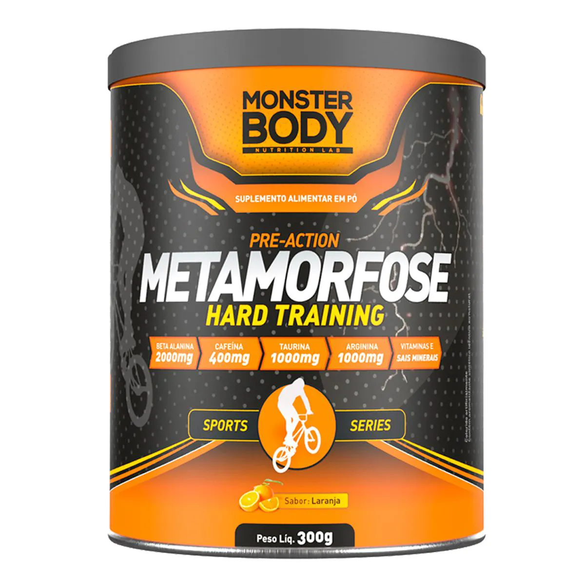 METAMORFOSE- 300G PRé-TREINO HARD EFERVESCENTE SABOR LARANJA- SUPRA ERVAS