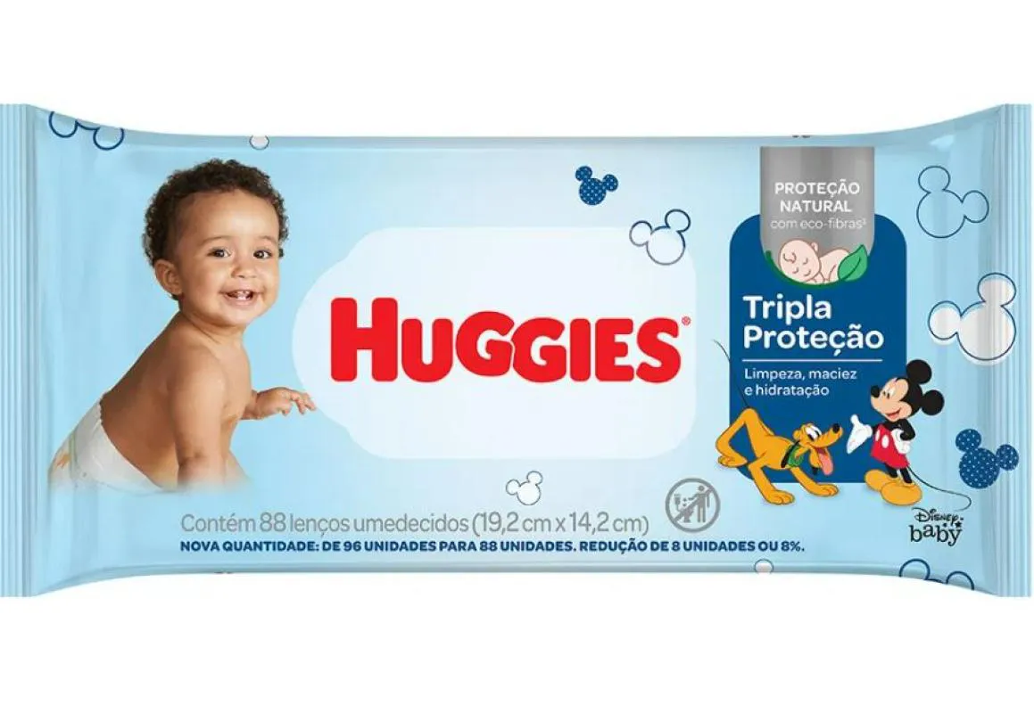 Kit Toalha Umedecida Huggies Tripla Proteção 88 unidades 12 pacotes