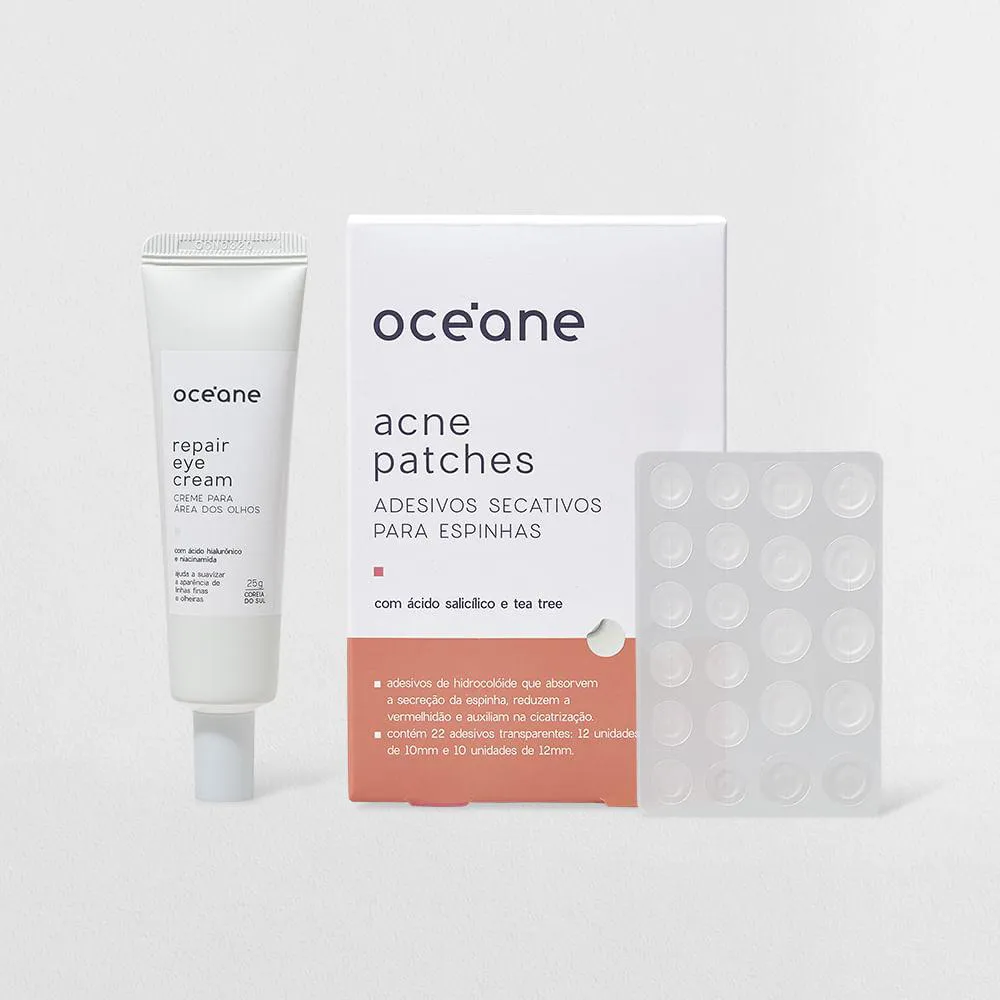 KIT ADESIVOS ANTIACNE + CREME PARA ÁREA DOS OLHOS COM NIACINAMIDA (2 PRODUTOS)