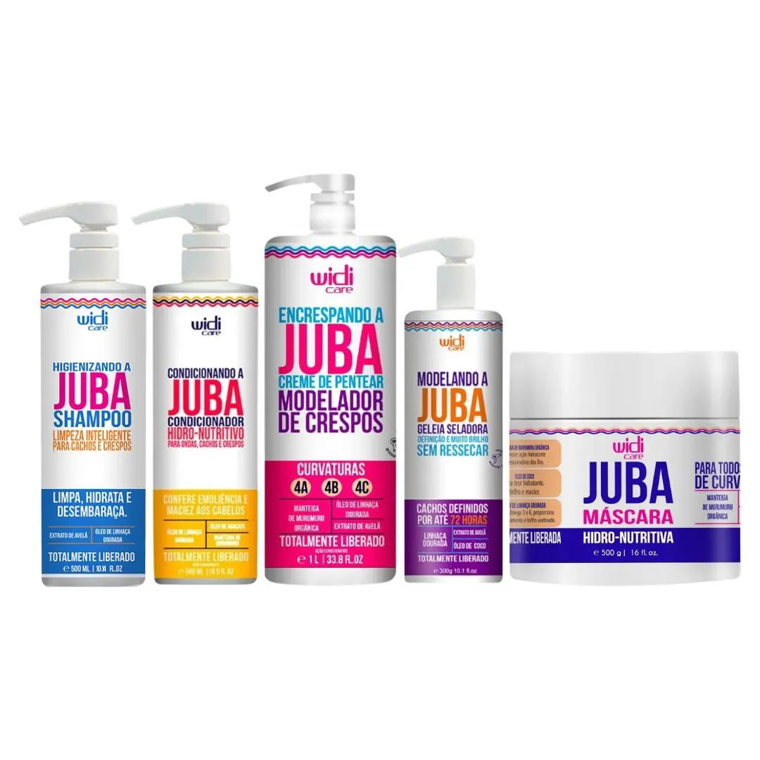 KIT WIDI CARE JUBA SHAMPOO COND ENCRESPANDO GELEIA MASCARA