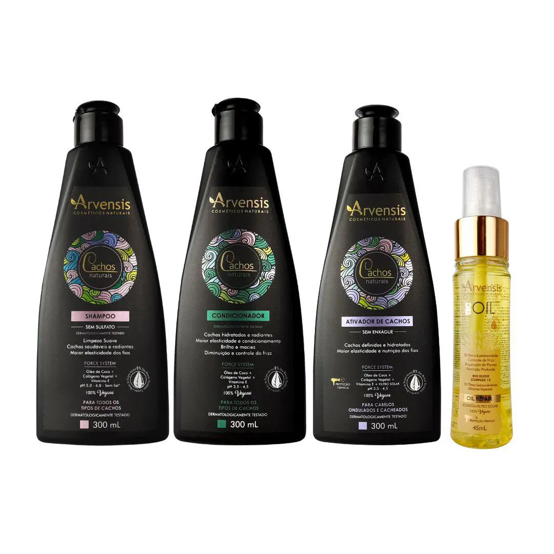 KIT ARVENSIS CACHOS NATURAIS + ÓLEO REPARADOR TEC OIL