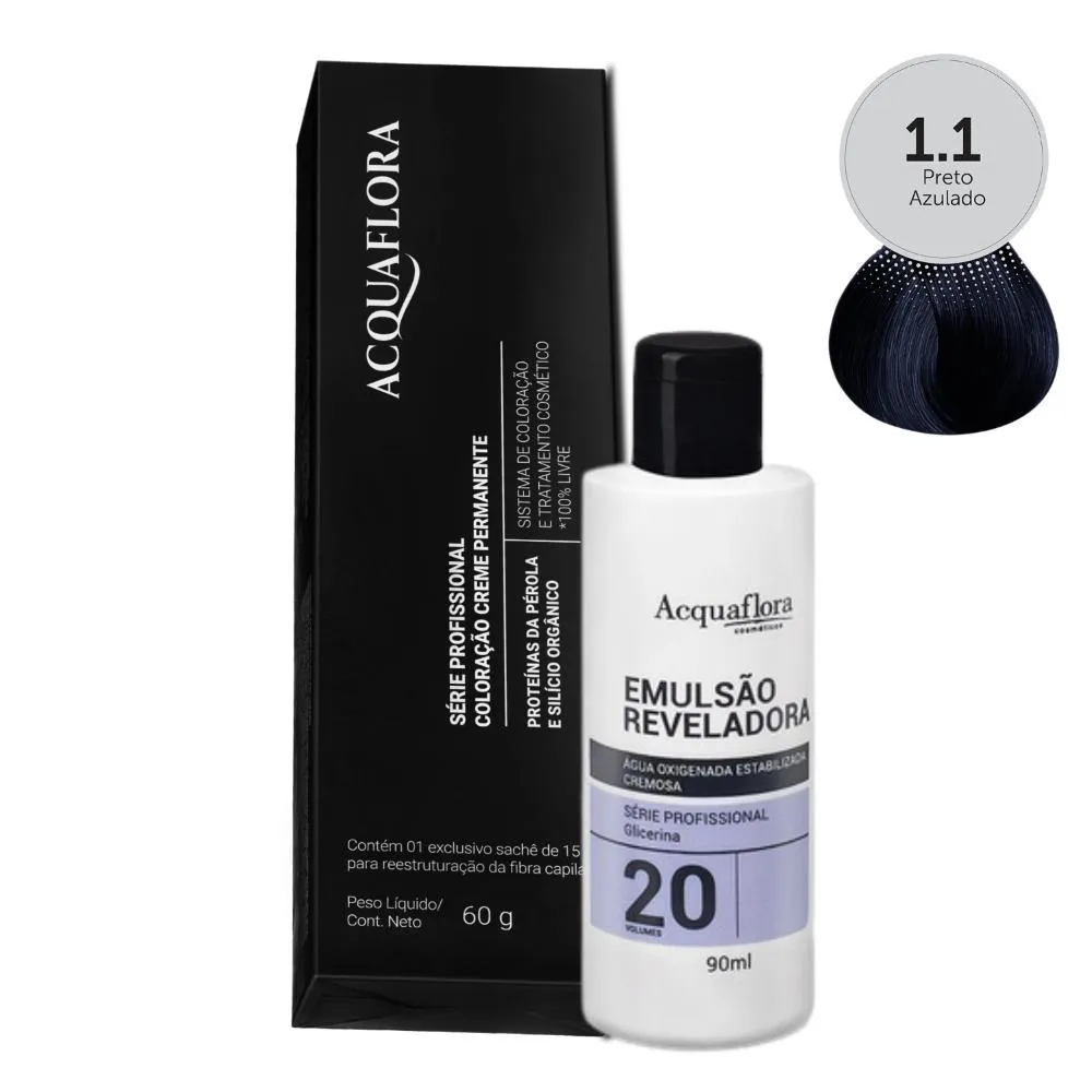 COLORAçãO ACQUAFLORA 1.1 60G + ÁGUA OXIGENADA 20 VOLUMES 90ML
