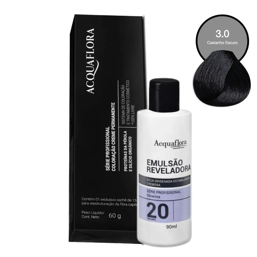 COLORAçãO ACQUAFLORA 3.0 60G + ÁGUA OXIGENADA 20 VOLUMES 90ML