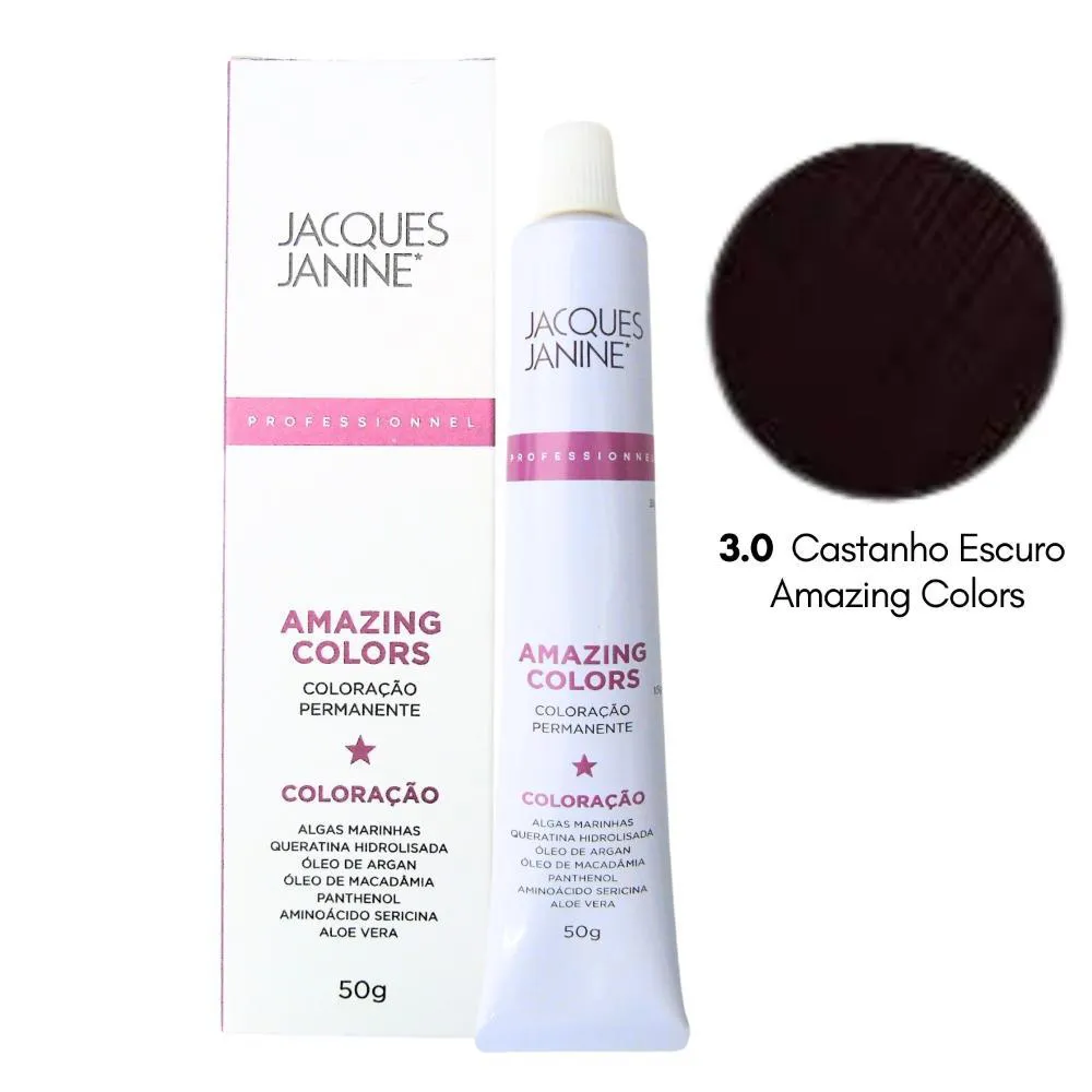 COLORAçãO PERMANENTE JACQUES JANINE 3.0 CASTANHO ESCURO 50G