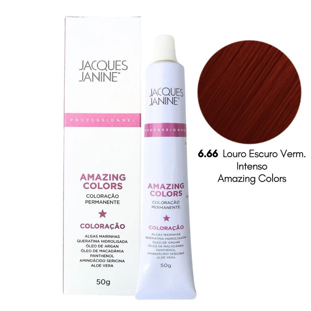 COLORAçãO JACQUES JANINE 6.66 LOURO ESCURO VERM. INTENSO 50G