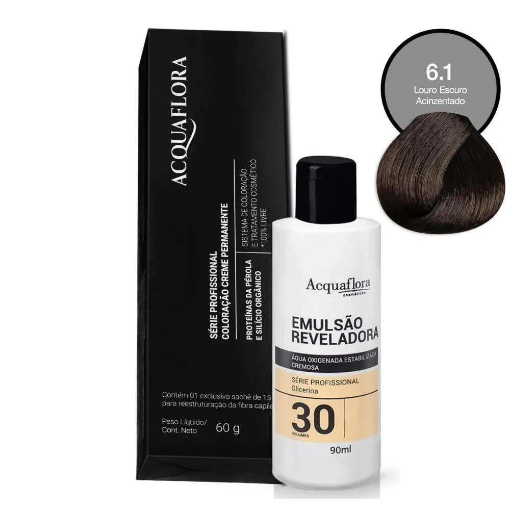 COLORAçãO ACQUAFLORA 6.1 60G + ÁGUA OXIGENADA 30 VOLUMES 90ML