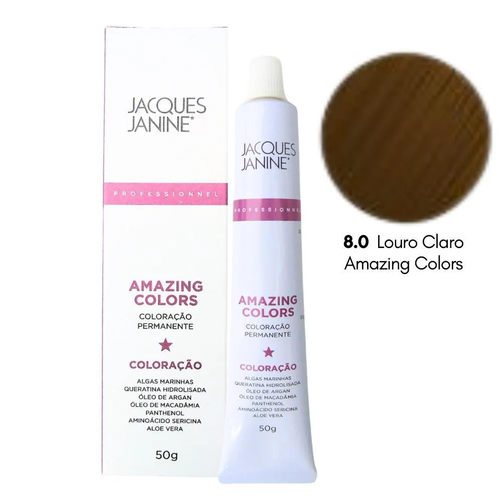 COLORAçãO PERMANENTE JACQUES JANINE 8.0 LOURO CLARO 50G
