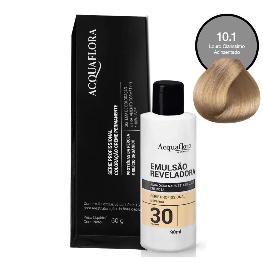 COLORAçãO ACQUAFLORA 10.1 60G + ÁGUA OXIGENADA 30 VOLUMES 90ML