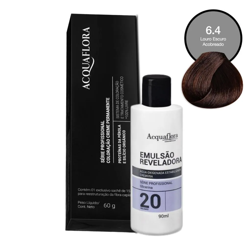 COLORAçãO ACQUAFLORA 6.4 60G + ÁGUA OXIGENADA 20 VOLUMES 90ML