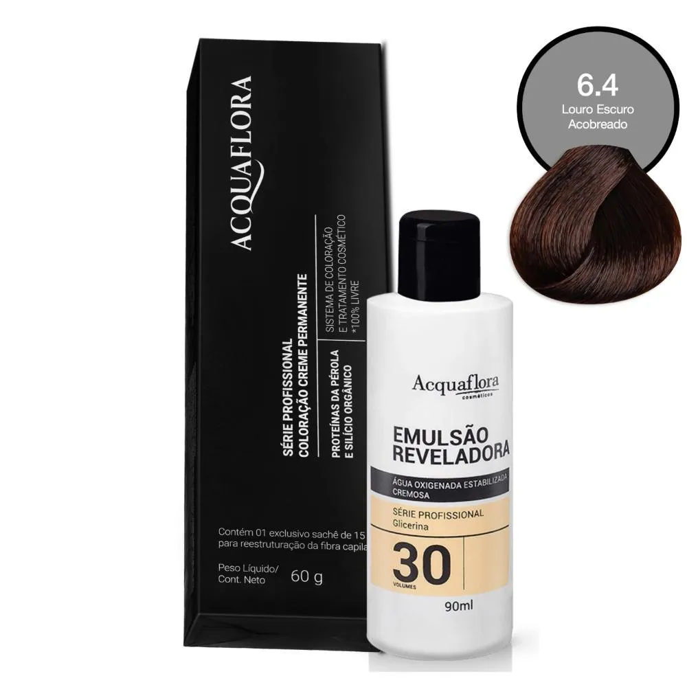 COLORAçãO ACQUAFLORA 6.4 60G + ÁGUA OXIGENADA 30 VOLUMES 90ML