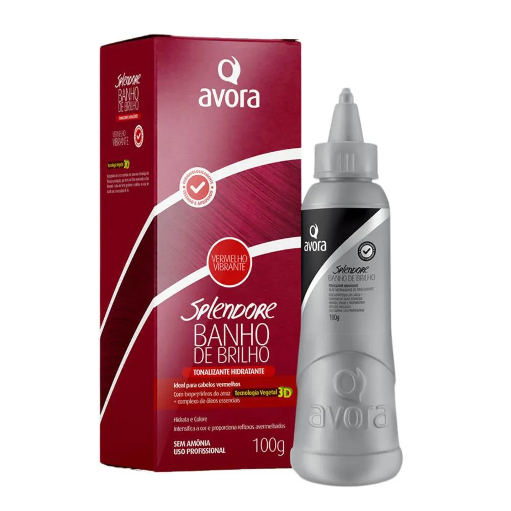 BANHO DE BRILHO AVORA SPLENDORE 3D VERMELHO VIBRANTE 100G