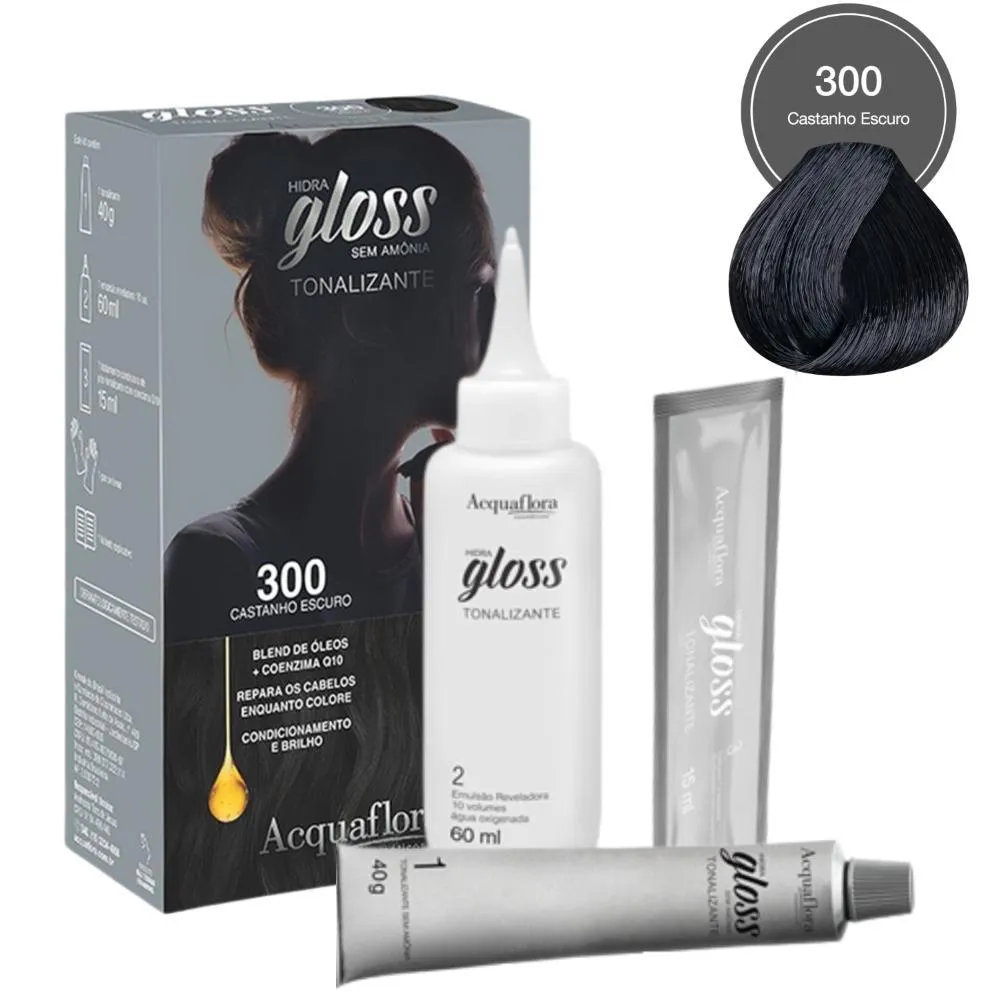 TONALIZANTE ACQUAFLORA HIDRA GLOSS 300 CASTANHO ESCURO