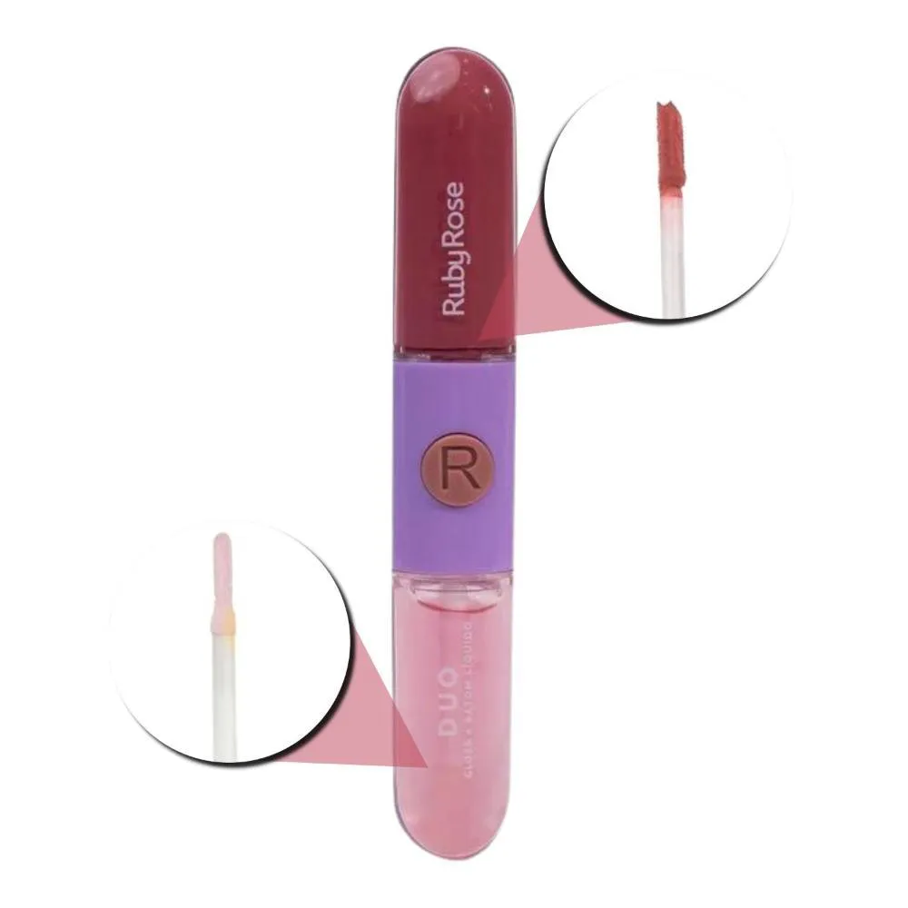 GLOSS + BATOM LíQUIDO DUO RUBY ROSE LD04 9,6G