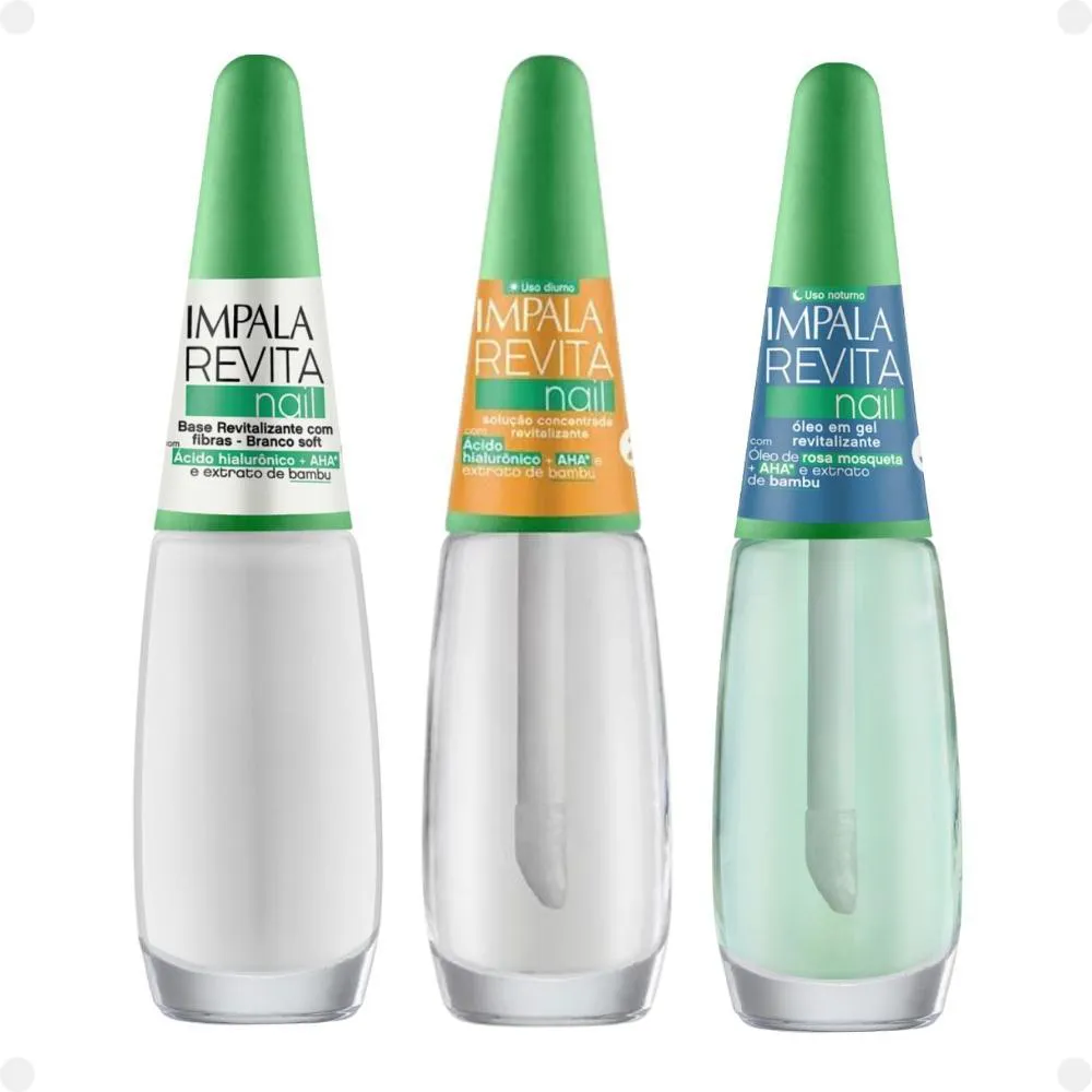 KIT IMPALA REVITA NAIL BASE BRANCA SOFT + DIURNO E NOTURNO
