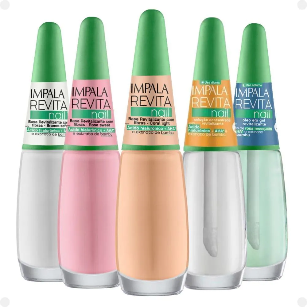 KIT IMPALA REVITA NAIL BASE + DIURNO E NOTURNO COM 5