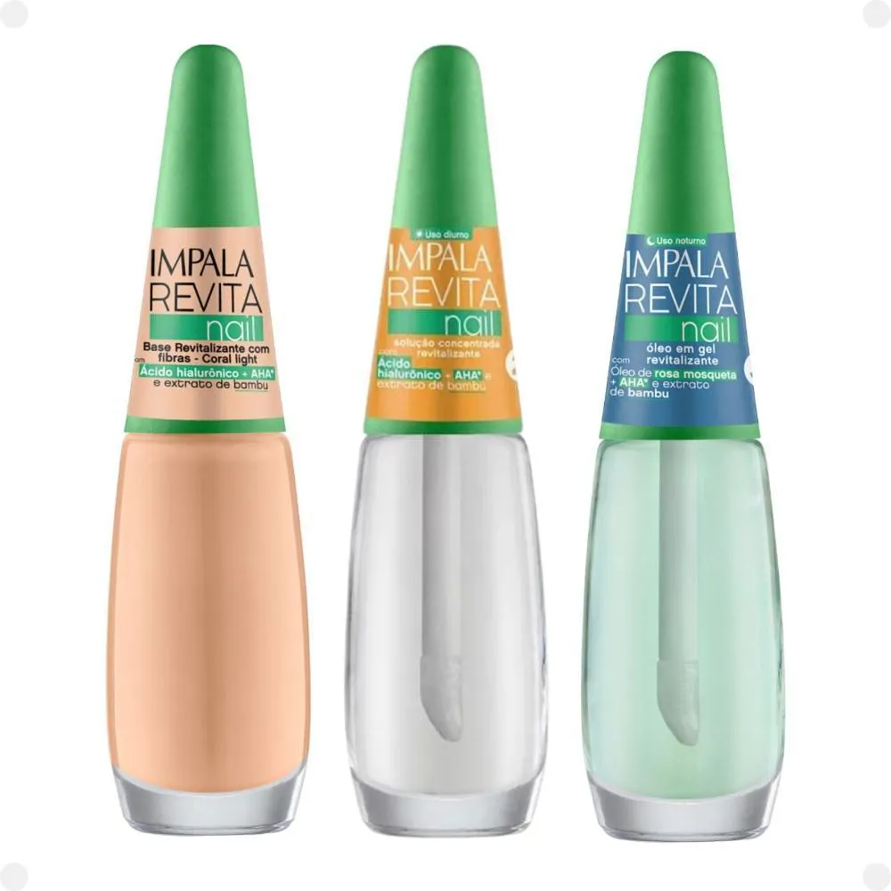 KIT IMPALA REVITA NAIL BASE CORAL LIGHT + DIURNO E NOTURNO