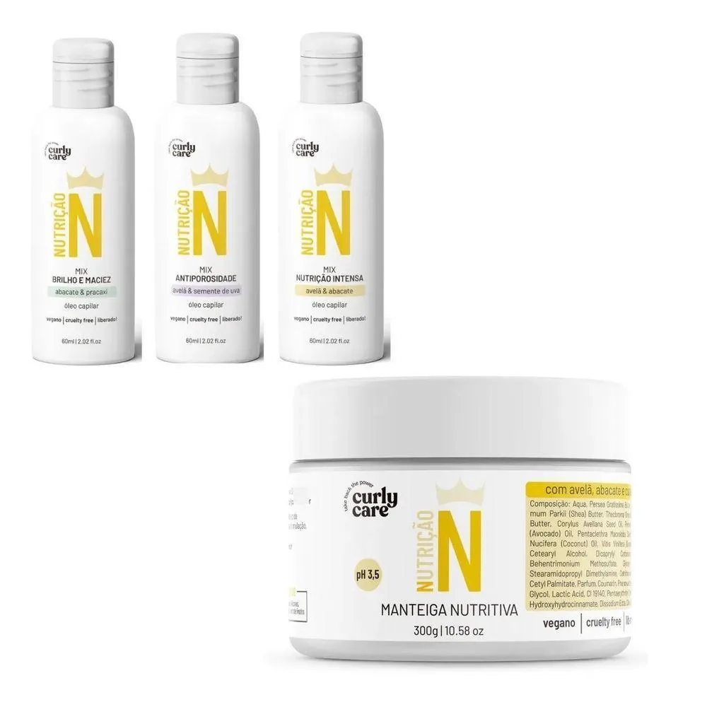 KIT CURLY CARE NUTRIçãO MANTEIGA E TRêS óLEOS (4 ITENS)