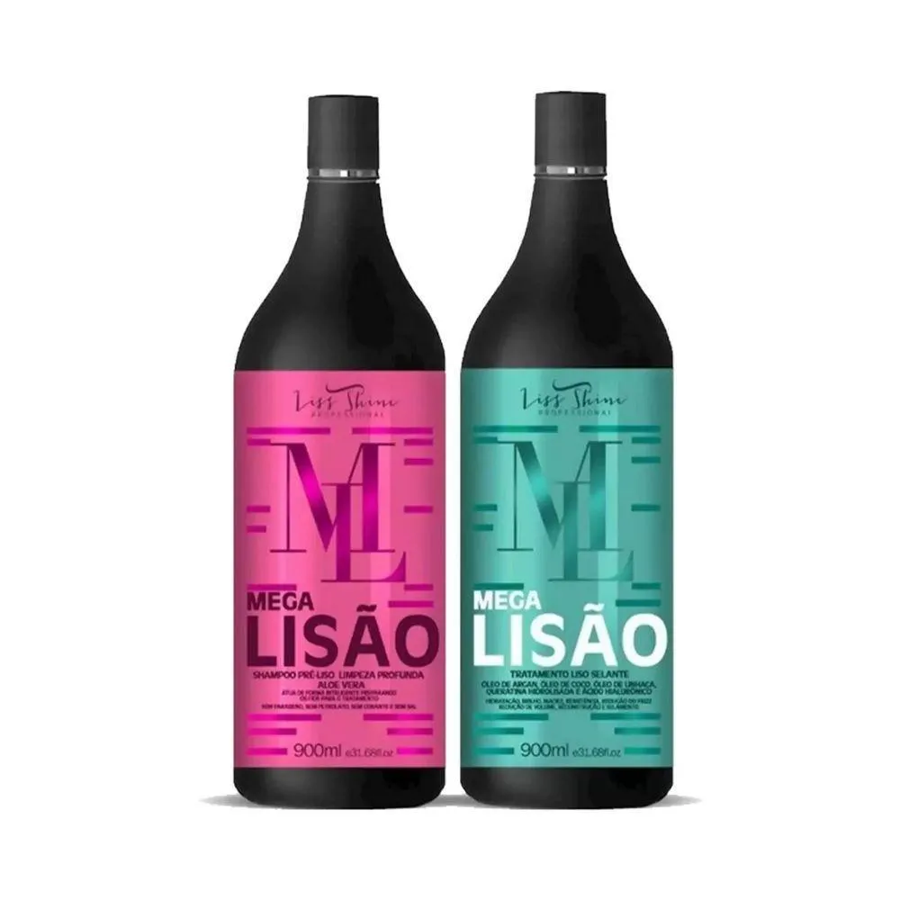 KIT ESCOVA PROGRESSIVA MEGA LISãO SHAMPOO E SELANTE LISS SHINE