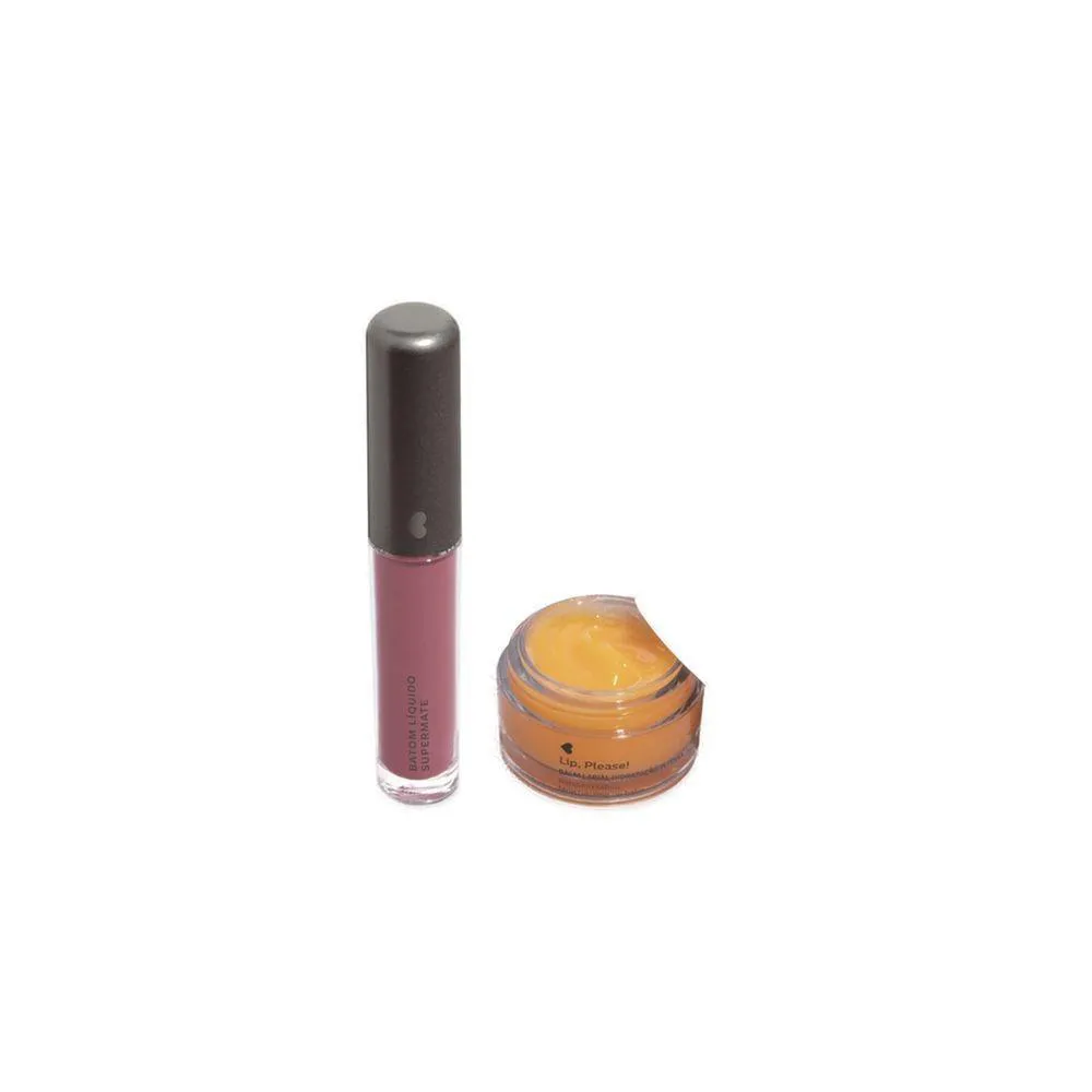 COMBO BALM LABIAL HIDRATAçãO INTENSA 8G + BATOM LíQUIDO SUPERMATE ROSETALI 4ML