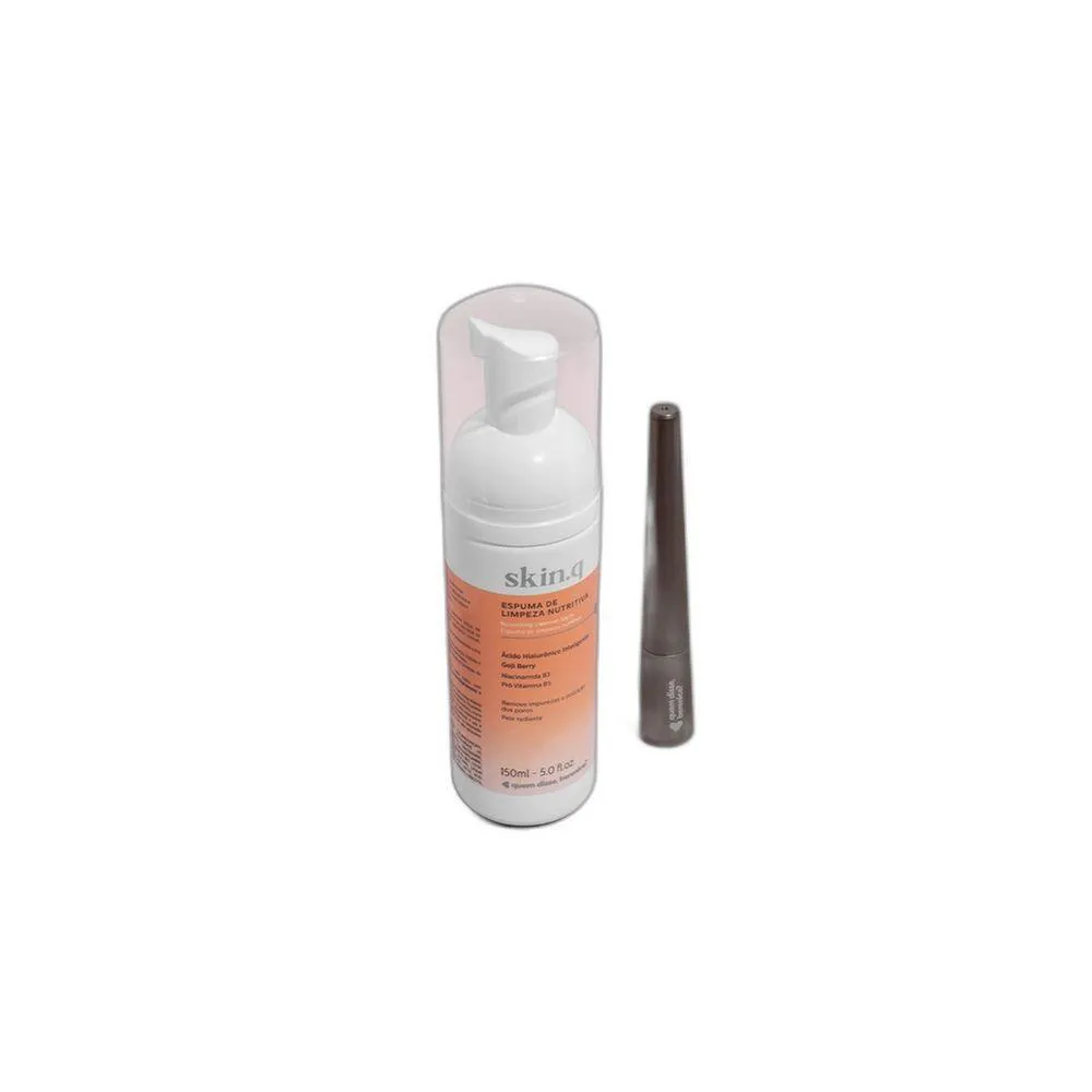 ESPUMA DE LIMPEZA NUTRITIVA SKIN.Q 150ML + DELINEADOR DE OLHOS LíQUIDO PRETOLINO 2,5ML